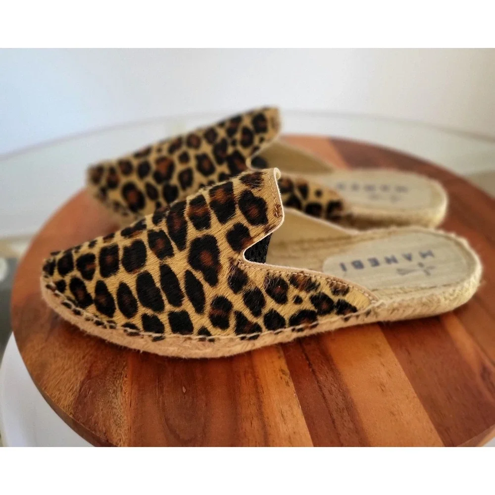 Manebi Leopard Print Slip-On Flats Espadrilles ‎ Womens Size EU 35
